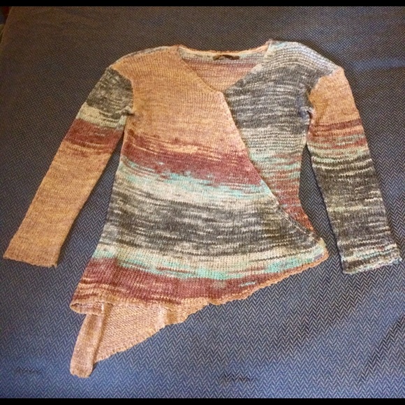 Prana Wrap Sweater Natural Blue peach tan - Picture 3 of 6